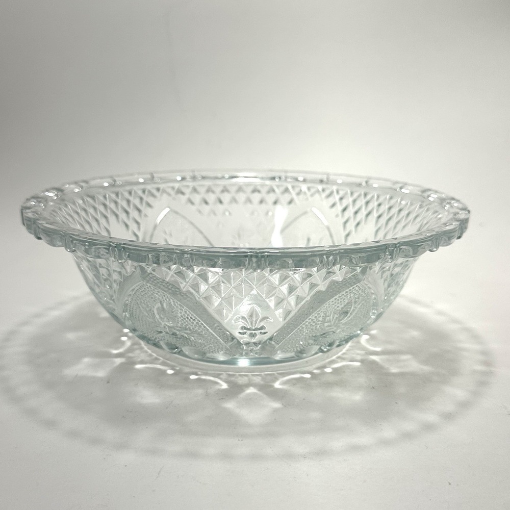 VTG KIM Indonesia Clear Pressed Glass Bowl 7" Candy Dish Replacement Bowl‎